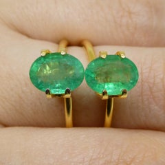 3,26 Karat Paar ovaler grüner Smaragd aus Zambia