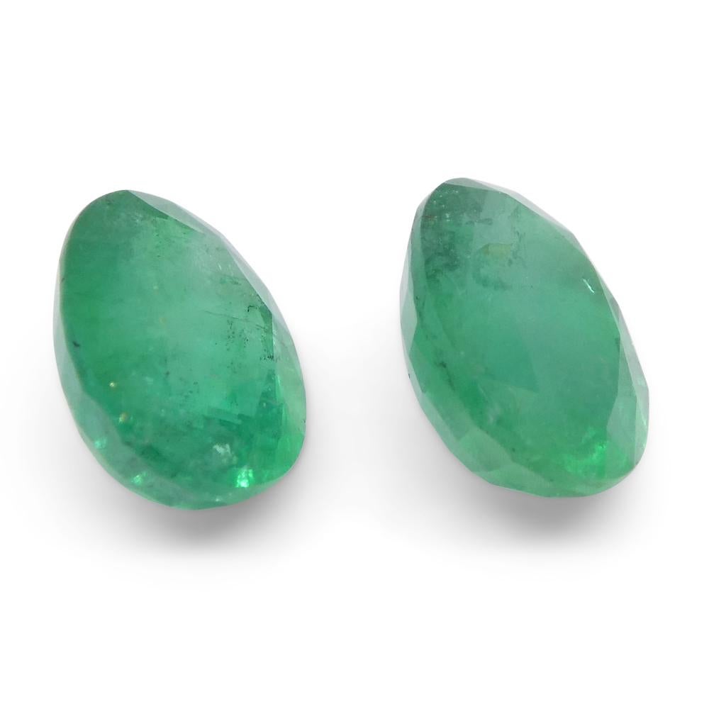 3.26ct Pair Oval Green Emerald from Zambia In New Condition For Sale In Toronto, Ontario