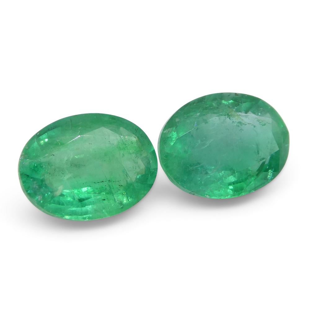 3.26ct Pair Oval Green Emerald from Zambia For Sale 3