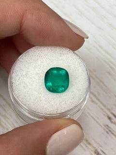 3.27 Carat 9x9 Vivid Muzo Green Colo- Minor Oil Cushion Cut Gem