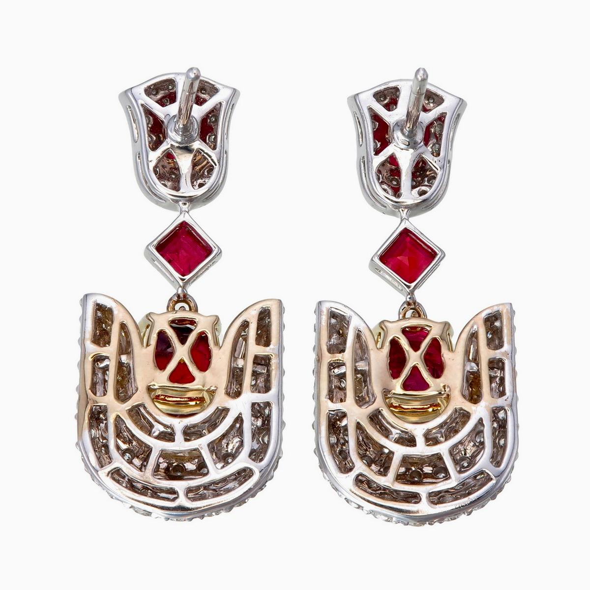 3,27 Karat Burma-Rubin No Heat und Diamant-Ohrringe aus 18 Karat Weißgold (Ovalschliff) im Angebot