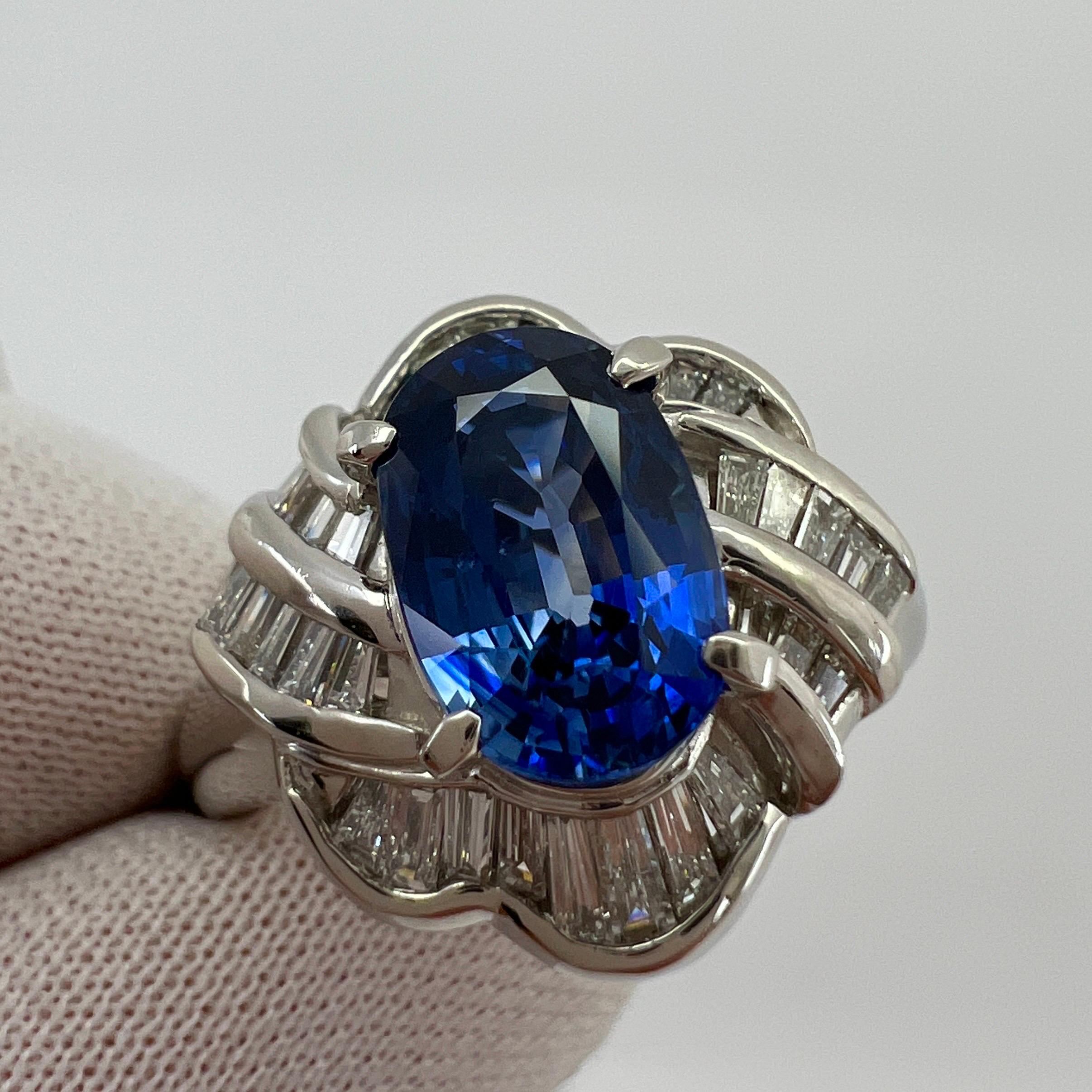 3.27 Carat Ceylon Blue Sapphire & Diamond Platinum Fancy Cocktail Cluster Ring In Excellent Condition For Sale In Birmingham, GB