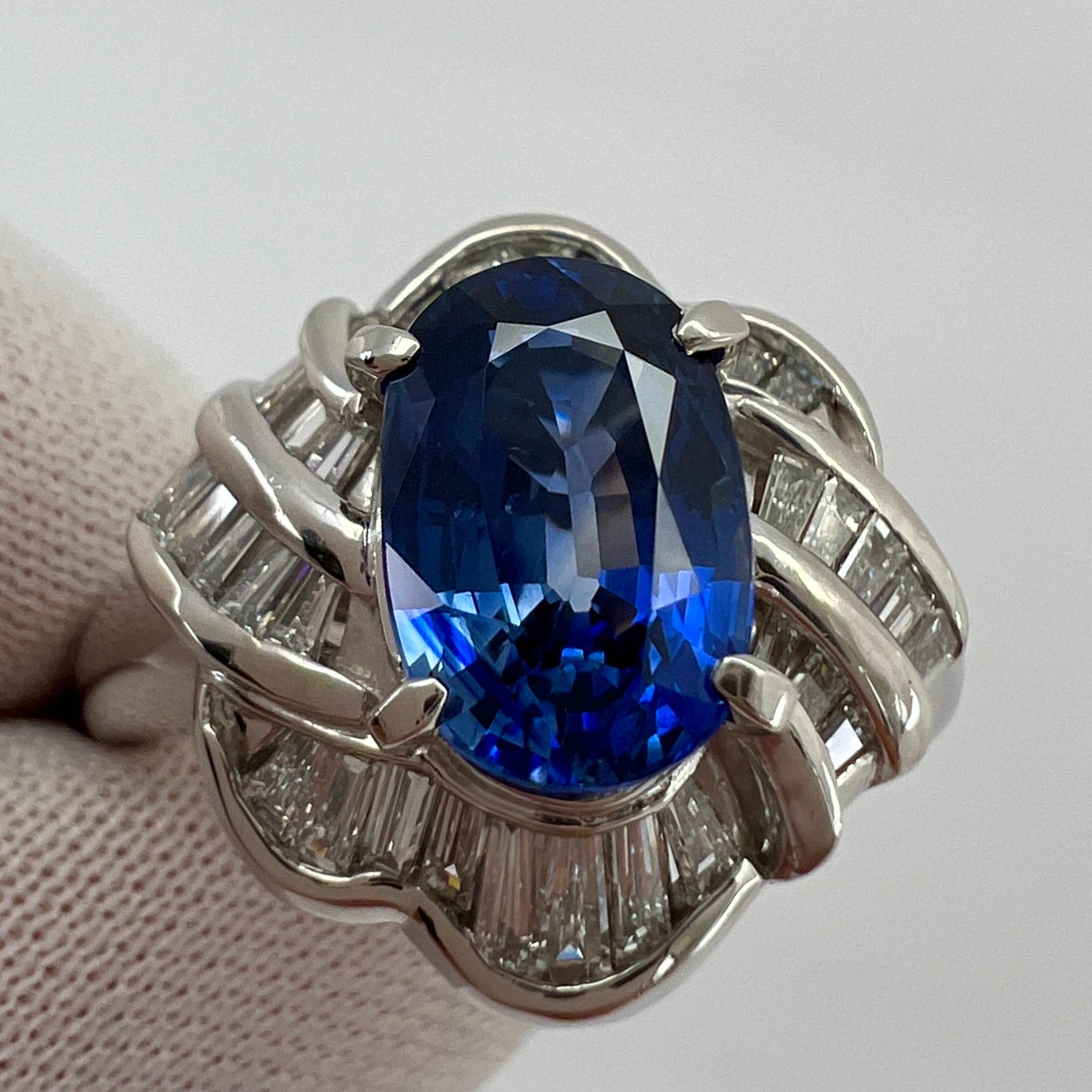 Women's or Men's 3.27 Carat Ceylon Blue Sapphire & Diamond Platinum Fancy Cocktail Cluster Ring For Sale
