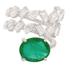 Bague en or 14 carats avec émeraude de 3,27 carats et diamants de 3,60 carats