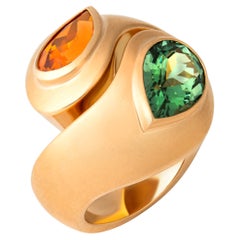 3.27 Carat Mandarine Garnet 2.68 Carat Tourmaline Ring by Wagner Preziosen