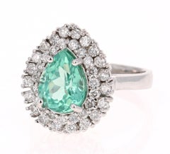 3.27 Carat Apatite Diamond 14K White Gold Cocktail Ring