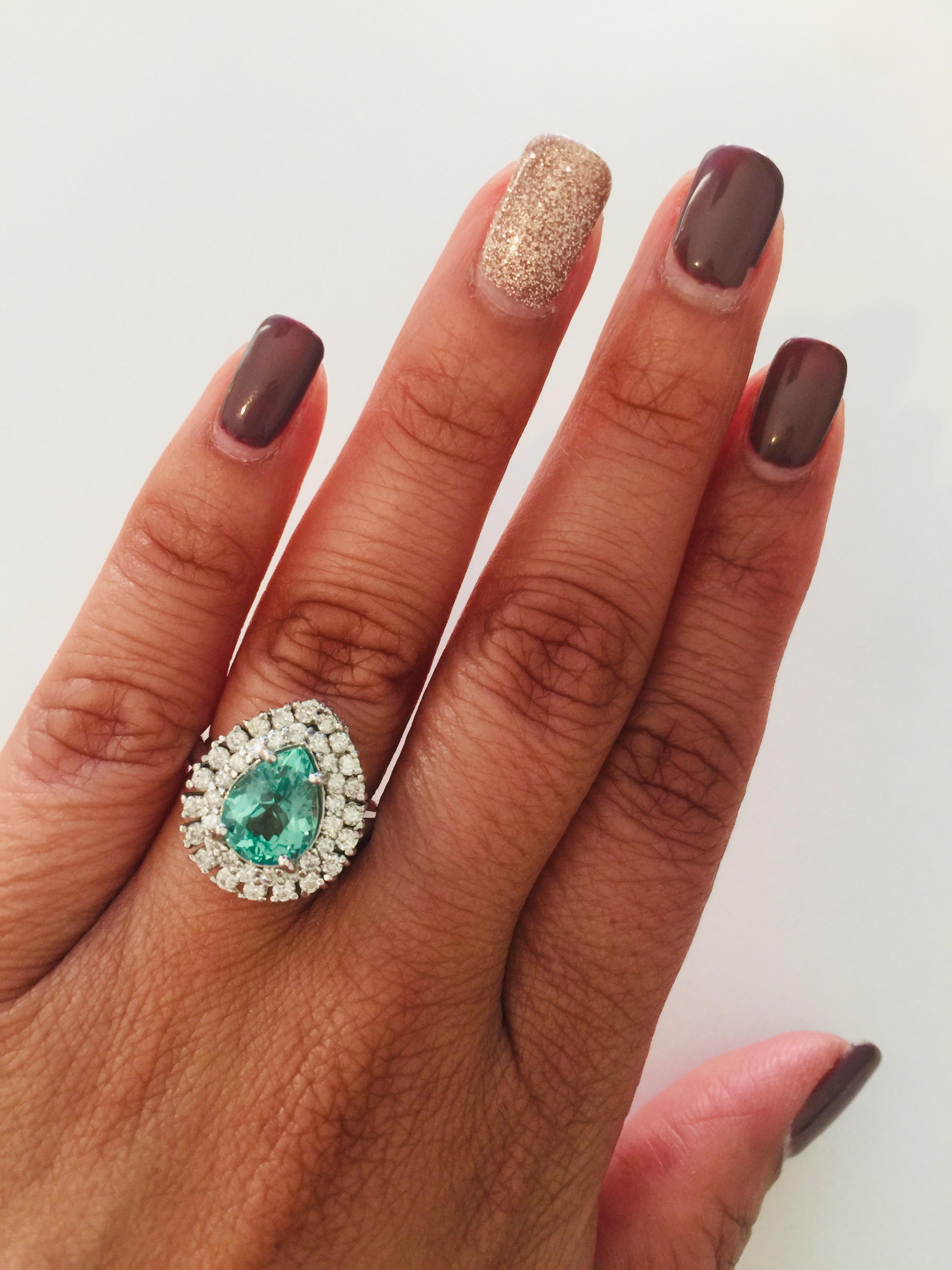 3,27 Karat Apatit Diamant 14K Weißgold Cocktail-Ring im Zustand „Neu“ im Angebot in Los Angeles, CA