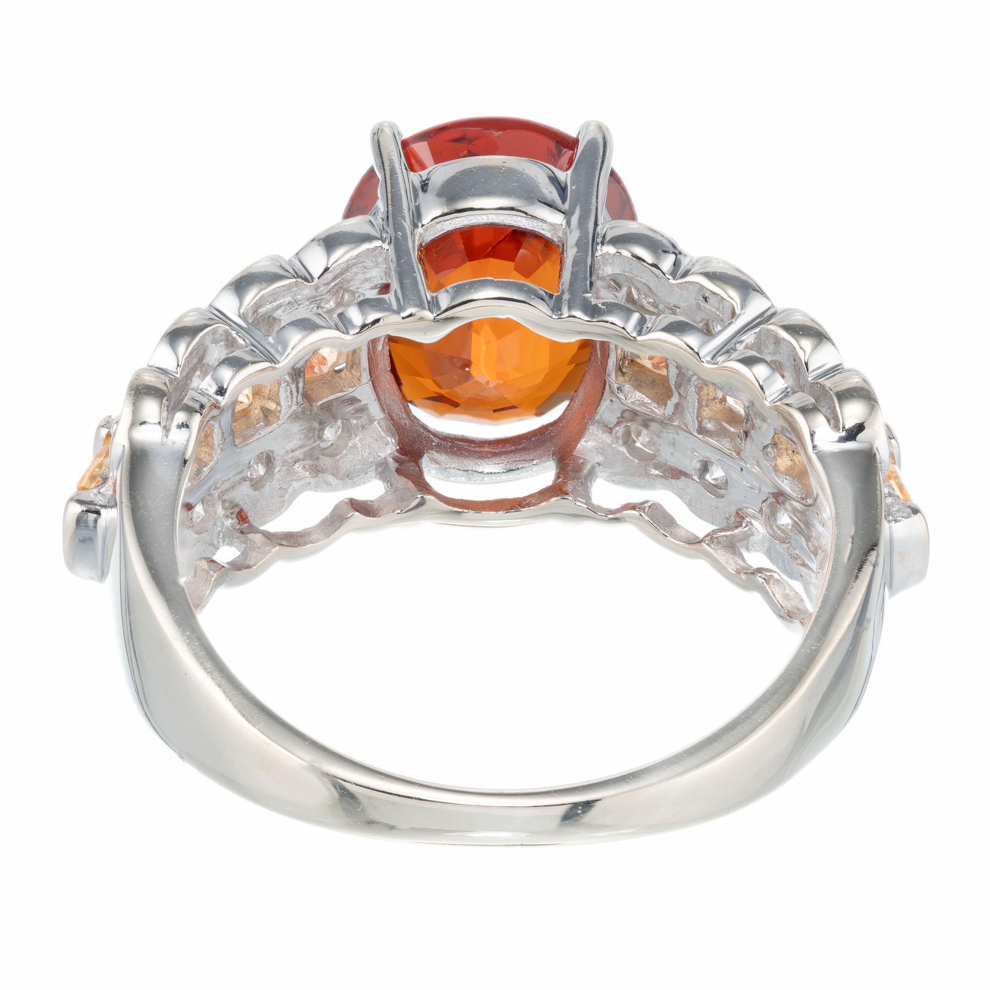 Bague de fiançailles en or blanc avec grenat spessartine, citrine et diamant de 3,27 carats Pour femmes en vente