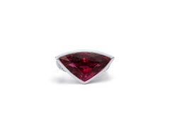 IGI-Certified 3.2ct Trillion-Cut Rubellite Tourmaline & Diamond Cocktail Ring