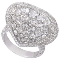 Rarever 18K White Gold 3.27ct Rose Cut Diamonds Cocktail Ring 