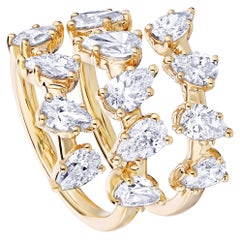 3.27 Birnenförmiger, breiter Diamant-Spiralring, Gelbgold