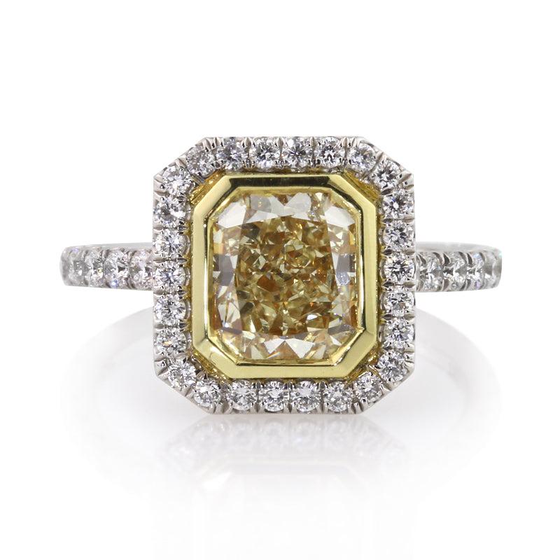 3.27ct Fancy Yellow Radiant Cut Diamond Engagement Ring