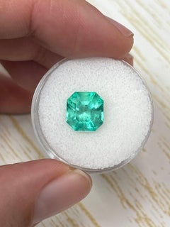3.27ct Muzo Green Colombian Emerald 9.3x8.8mm Asscher Cut Genuine May Birthstone