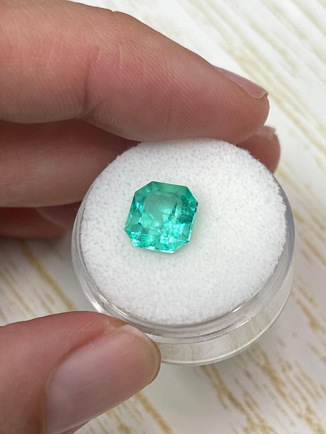 3.27ct Muzo Green Colombian Emerald 9.3x8.8mm Asscher Cut Genuine May Birthstone In New Condition For Sale In Jupiter, FL