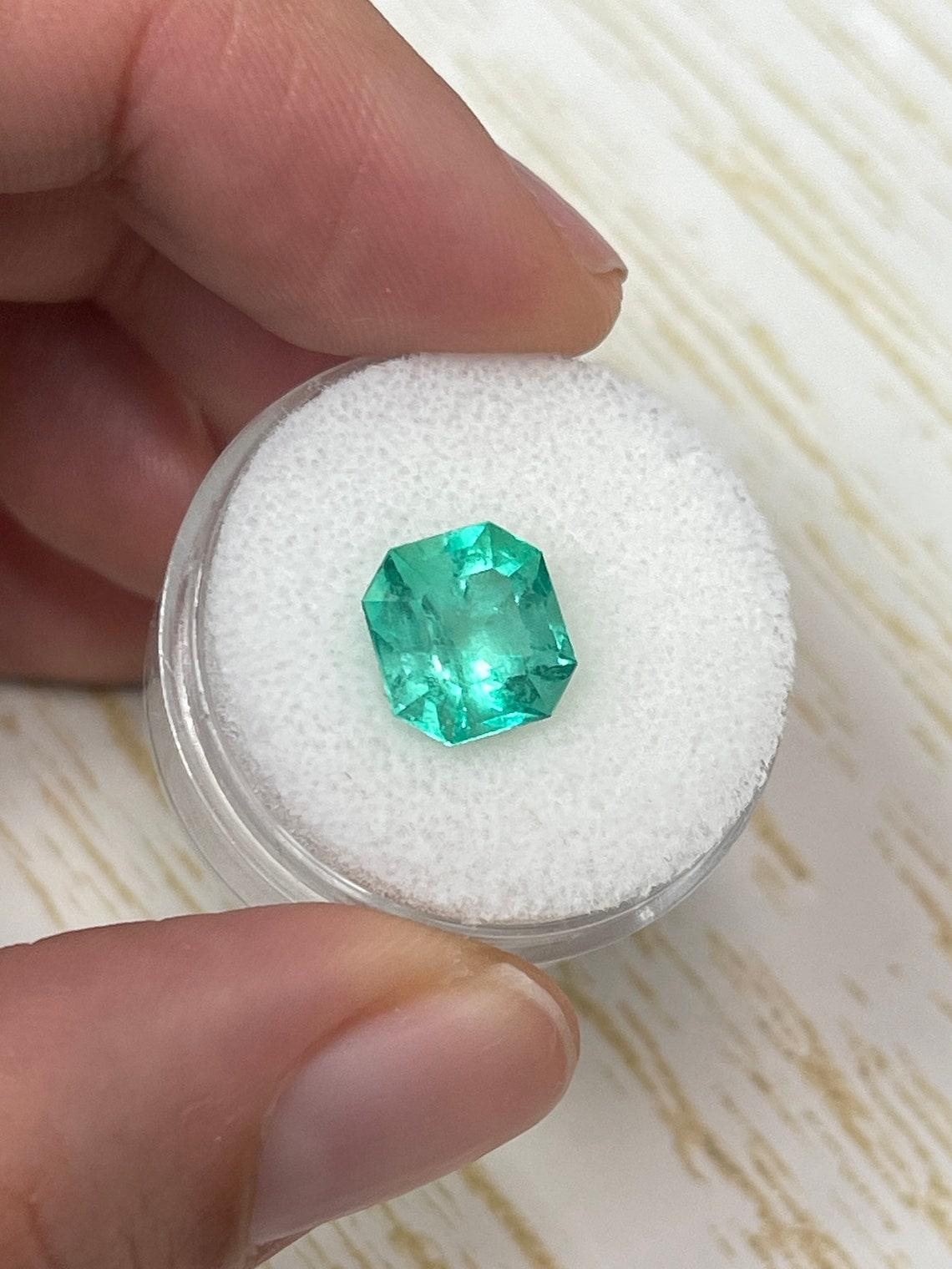 Women's or Men's 3.27ct Muzo Green Colombian Emerald 9.3x8.8mm Asscher Cut Genuine May Birthstone For Sale