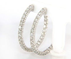 3.27ctw Diamond Inside Out Hoop Earrings in 14K White Gold