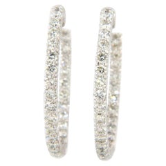 3.27ctw Diamond Inside Out Hoop Earrings in 14K White Gold