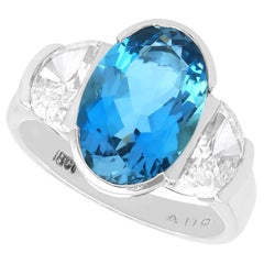 Bague cocktail en or blanc 18 carats, aigue-marine de 3,28 carats et diamants de 1,68 carat