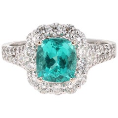 3.28 Carat Cushion Cut Apatite Diamond 18 Karat White Gold Engagement Ring