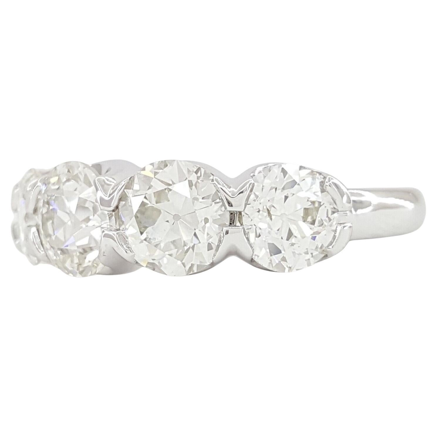Art Deco 3.28  Carat Five 5-Stone Old European Cut Diamond Ring. For Sale