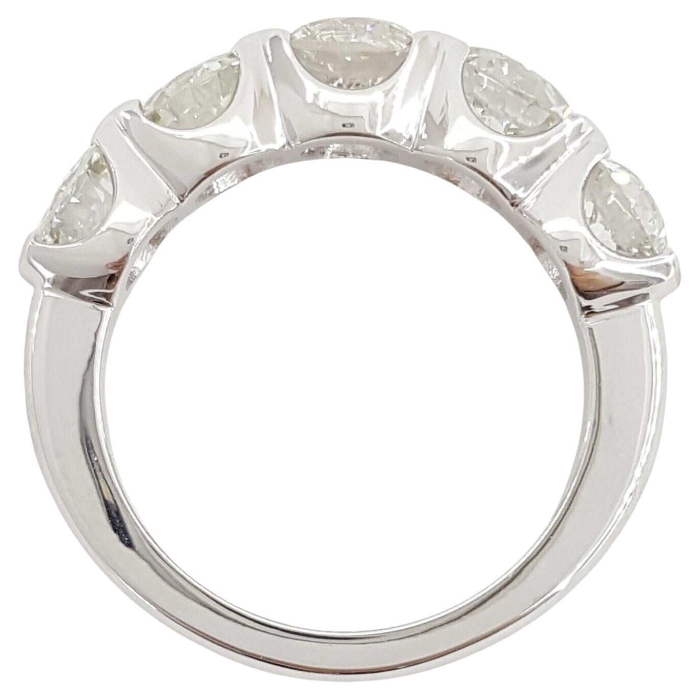 Women's 3.28  Carat Five 5-Stone Old European Cut Diamond Ring. For Sale