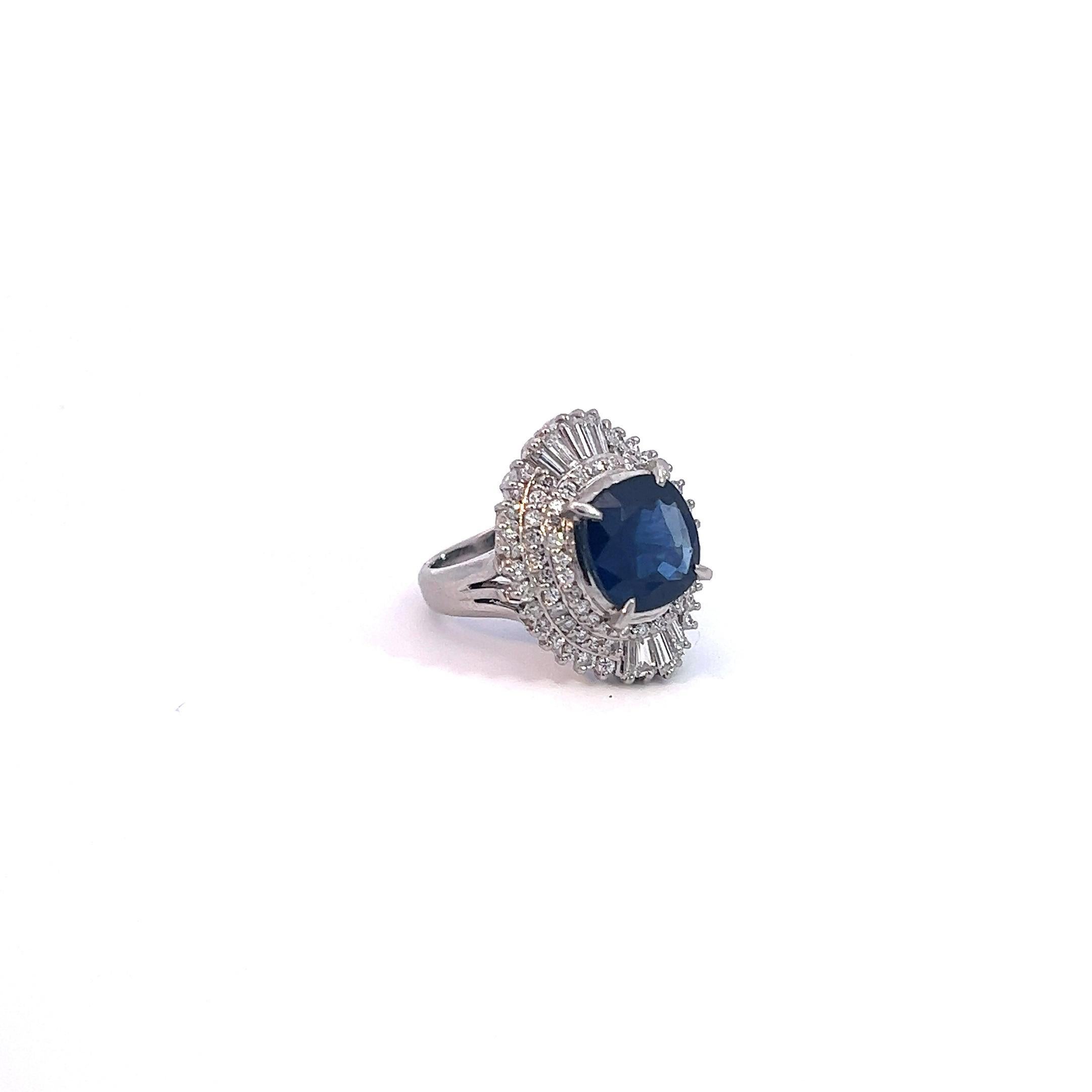 Bague saphir bleu GIA de 3,28 carats en vente 2