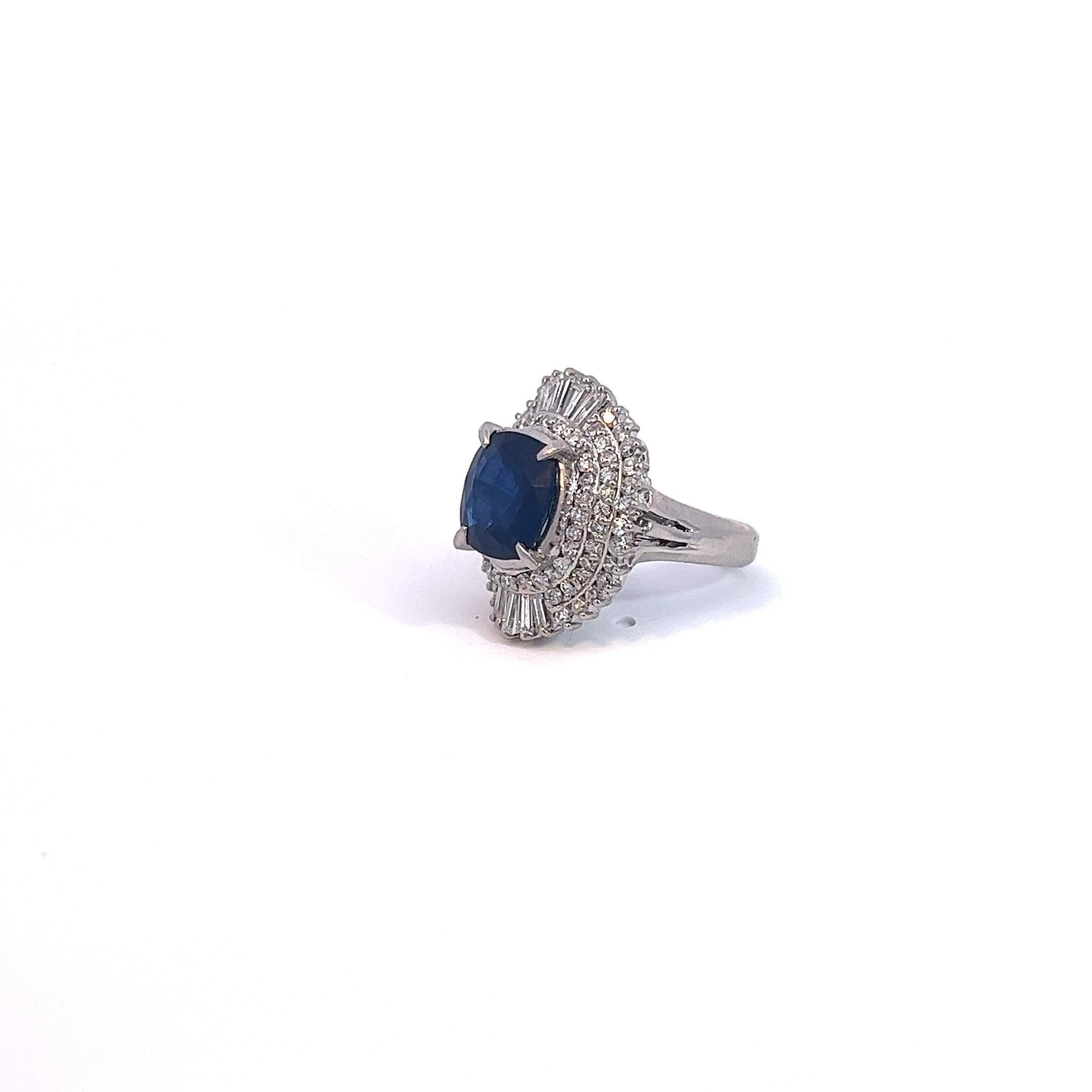 Bague saphir bleu GIA de 3,28 carats en vente 3