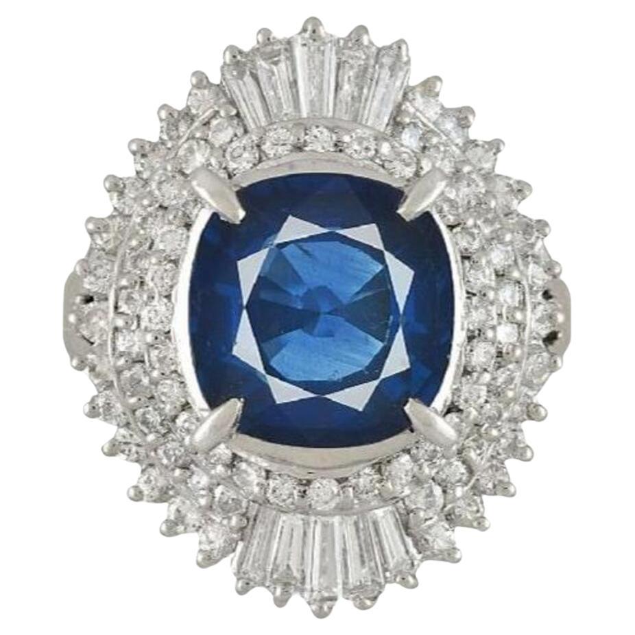 Ring mit 3,28 Karat blauem GIA-Saphir im Angebot