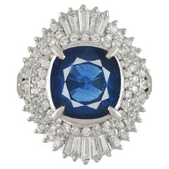 Vintage 3.28 Carat GIA Blue Sapphire Ring