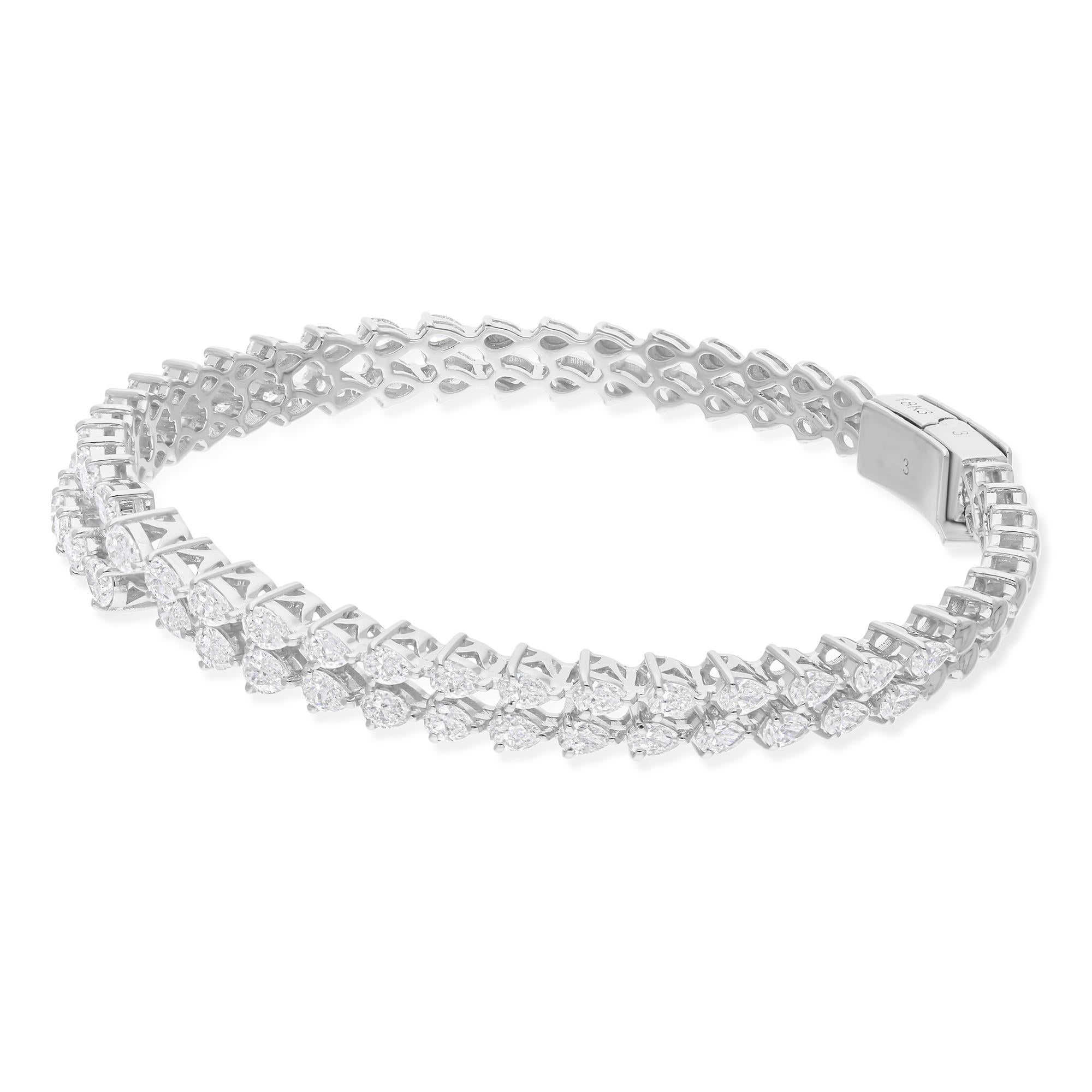 Moderno Bracciale Brilliante con diamanti taglio pera da 3,28 carati in oro bianco 18 carati in vendita
