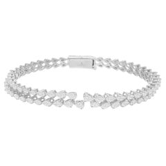 3.28 Carat Pear Brilliant Cut Diamond Cuff Bangle Bracelet 18 Karat White Gold