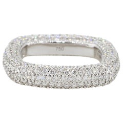 3.28 Carat Round Diamond Pave Ring 18 Karat in Stock