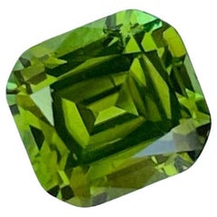 3.28 Carats Olive Green Tourmaline Stone Cushion Cut Afghan Gemstone