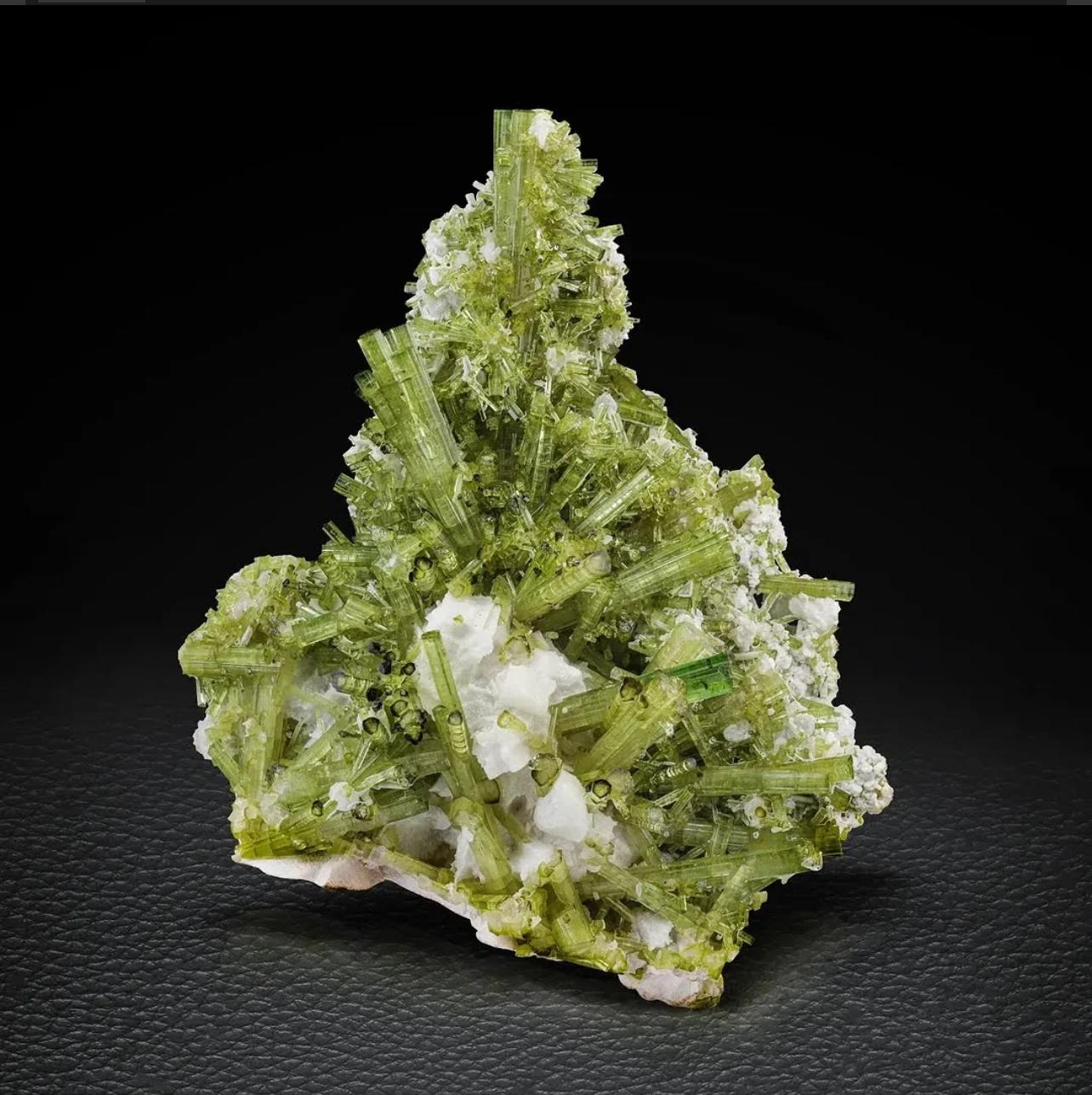 328 Grams Mint-Green Tourmaline Crystal Cluster On Albite From Pakistan For Sale 4