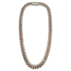 32,80 Carati di Diamanti Naturali Cubani Bicolore Collana a catena in Oro 14 Carati 18''