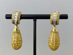 32.85 Carat Yellow Sapphire and Diamond Dangle Detachable Earrings
