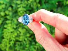 3.28 Carat Aquamarine and 1.68 Carat Diamond 18k White Gold Cocktail Ring