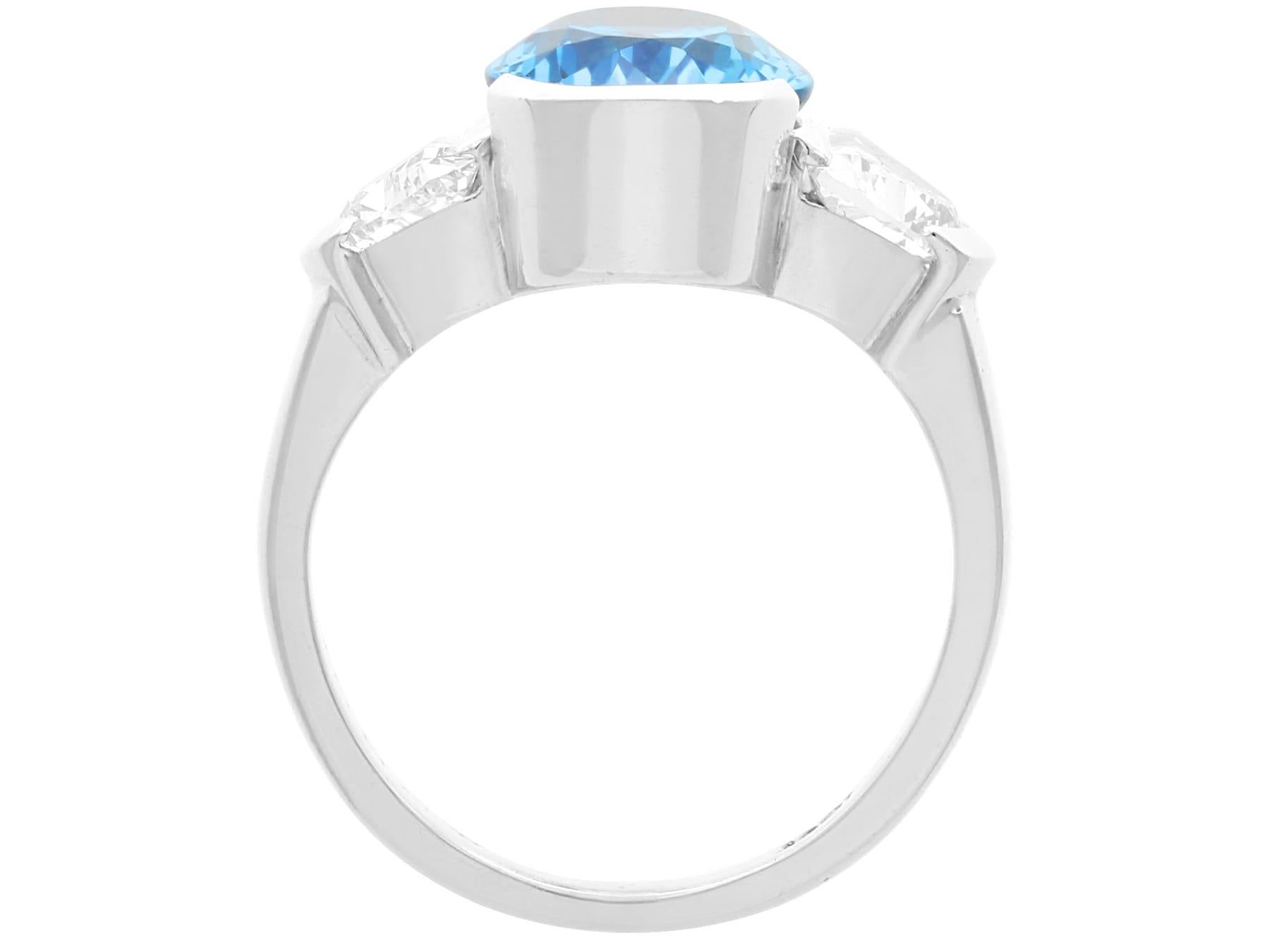 3.28Ct Aquamarine and 1.68Ct Diamond 18k White Gold Cocktail Ring Circa 2000 For Sale 1