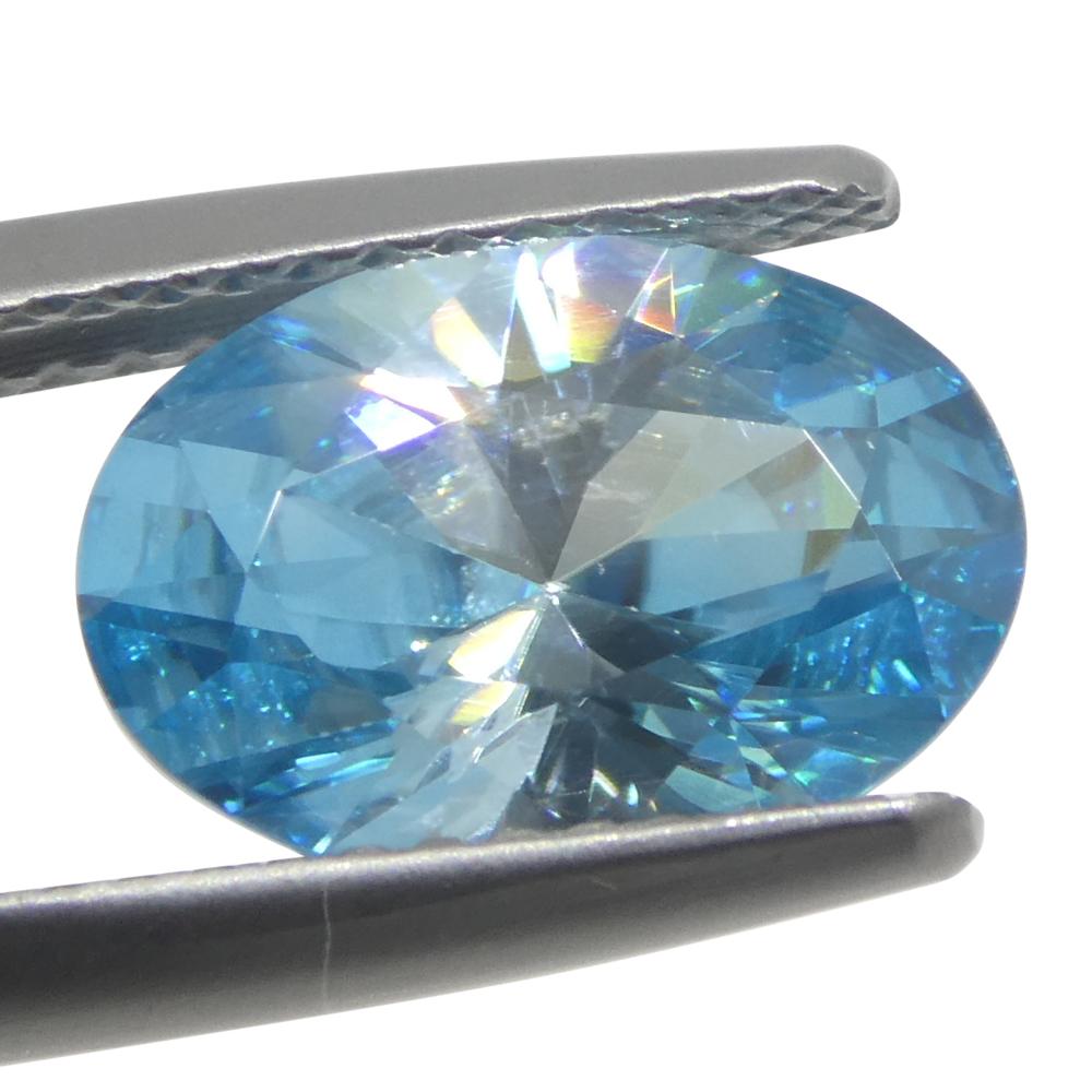 3.28 Karat natürlicher Erdgestein Minierter ovaler Meister Brillantschliff Blauer Zirkon aus Kambodscha im Angebot 7