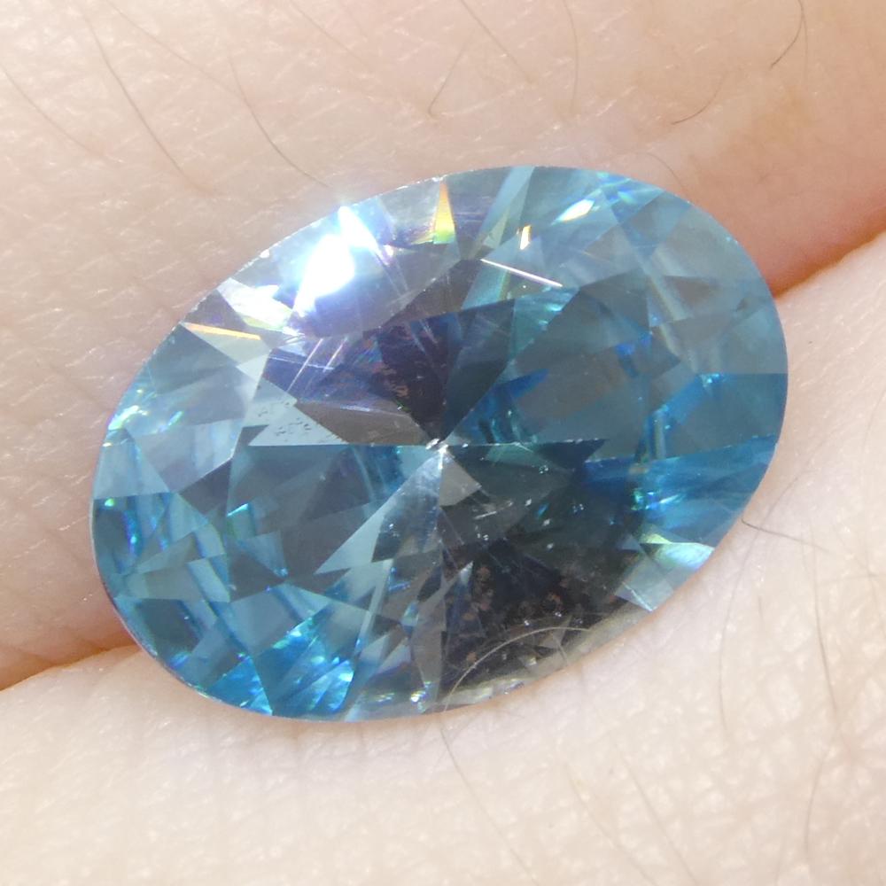 3.28 Karat natürlicher Erdgestein Minierter ovaler Meister Brillantschliff Blauer Zirkon aus Kambodscha im Angebot 8