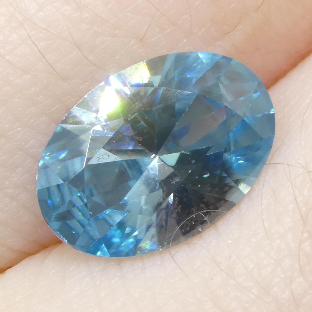 3.28 Karat natürlicher Erdgestein Minierter ovaler Meister Brillantschliff Blauer Zirkon aus Kambodscha im Angebot 9