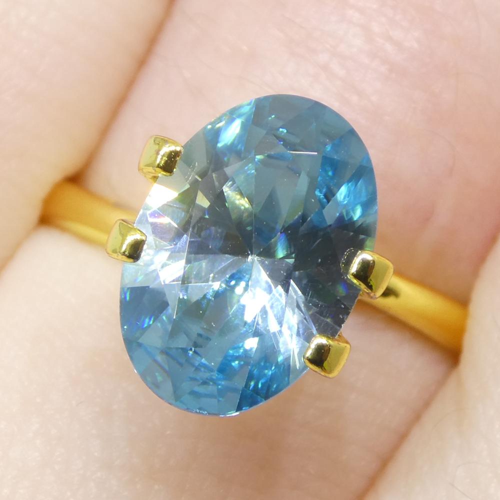 3.28 Karat natürlicher Erdgestein Minierter ovaler Meister Brillantschliff Blauer Zirkon aus Kambodscha im Angebot 10