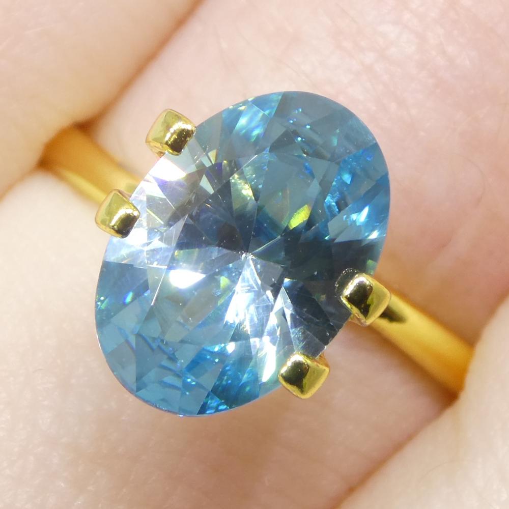 3.28 Karat natürlicher Erdgestein Minierter ovaler Meister Brillantschliff Blauer Zirkon aus Kambodscha im Zustand „Neu“ im Angebot in Toronto, Ontario