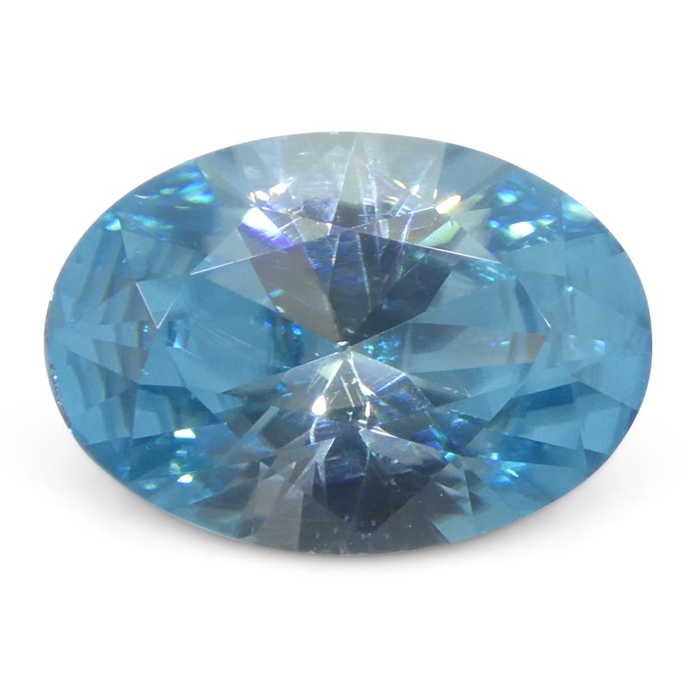 3.28 Karat natürlicher Erdgestein Minierter ovaler Meister Brillantschliff Blauer Zirkon aus Kambodscha im Angebot 1