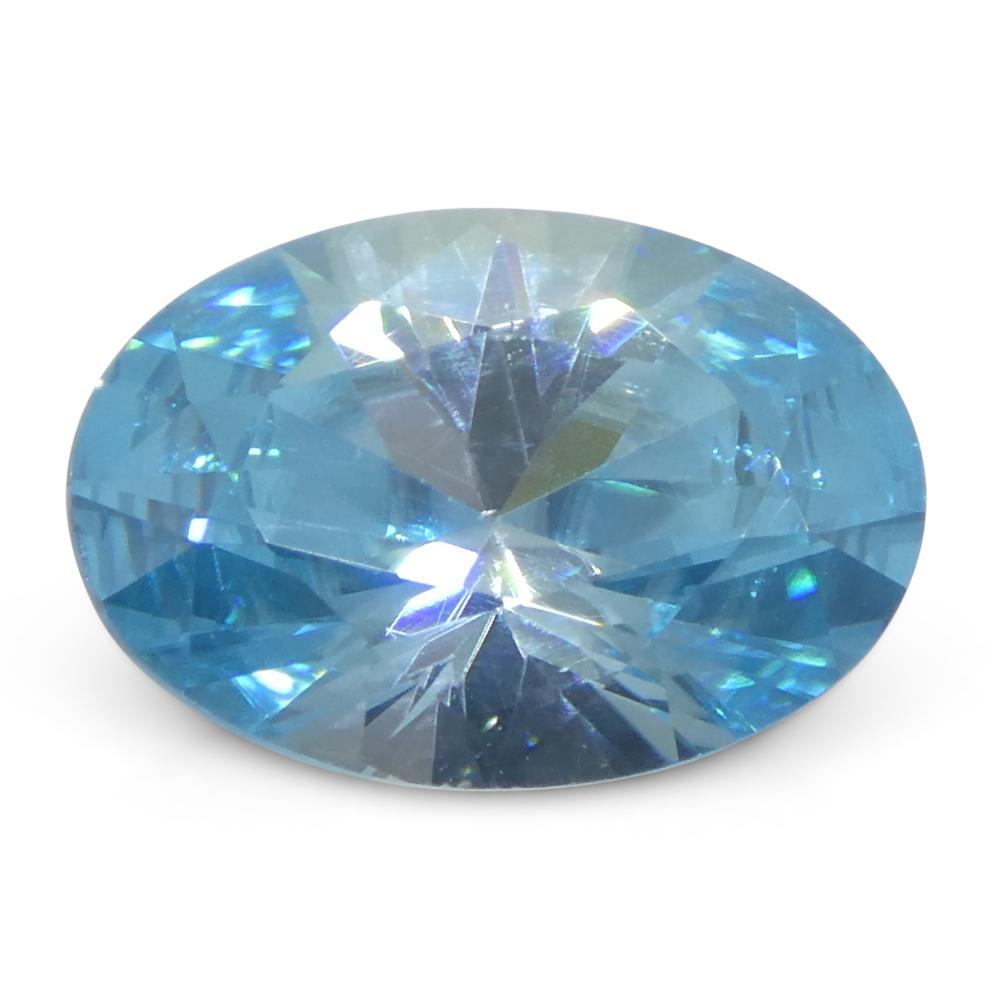 3.28 Karat natürlicher Erdgestein Minierter ovaler Meister Brillantschliff Blauer Zirkon aus Kambodscha im Angebot 2