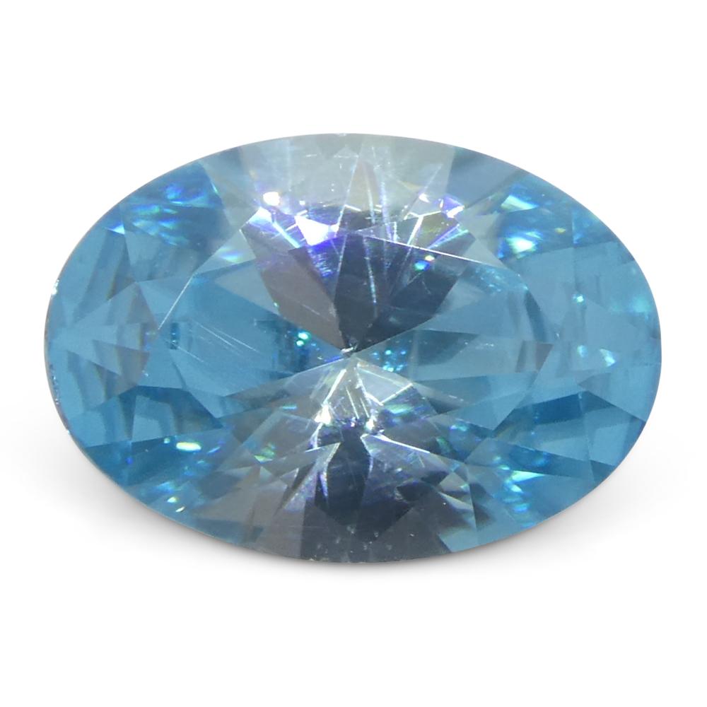 3.28 Karat natürlicher Erdgestein Minierter ovaler Meister Brillantschliff Blauer Zirkon aus Kambodscha im Angebot 3