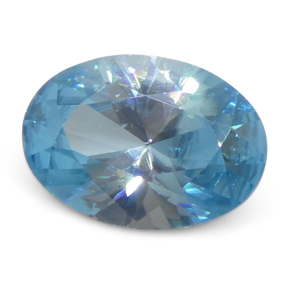 3.28 Karat natürlicher Erdgestein Minierter ovaler Meister Brillantschliff Blauer Zirkon aus Kambodscha im Angebot 4