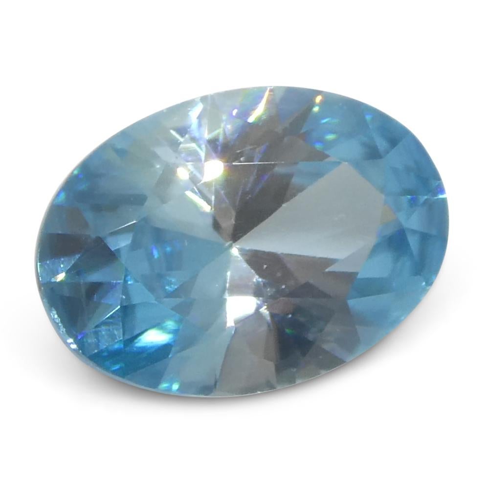 3.28 Karat natürlicher Erdgestein Minierter ovaler Meister Brillantschliff Blauer Zirkon aus Kambodscha im Angebot 5