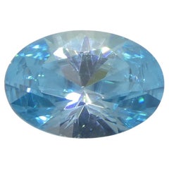 3.28ct Natural Earth Mined Oval Master Brilliant Cut Blue Zircon from Cambodia