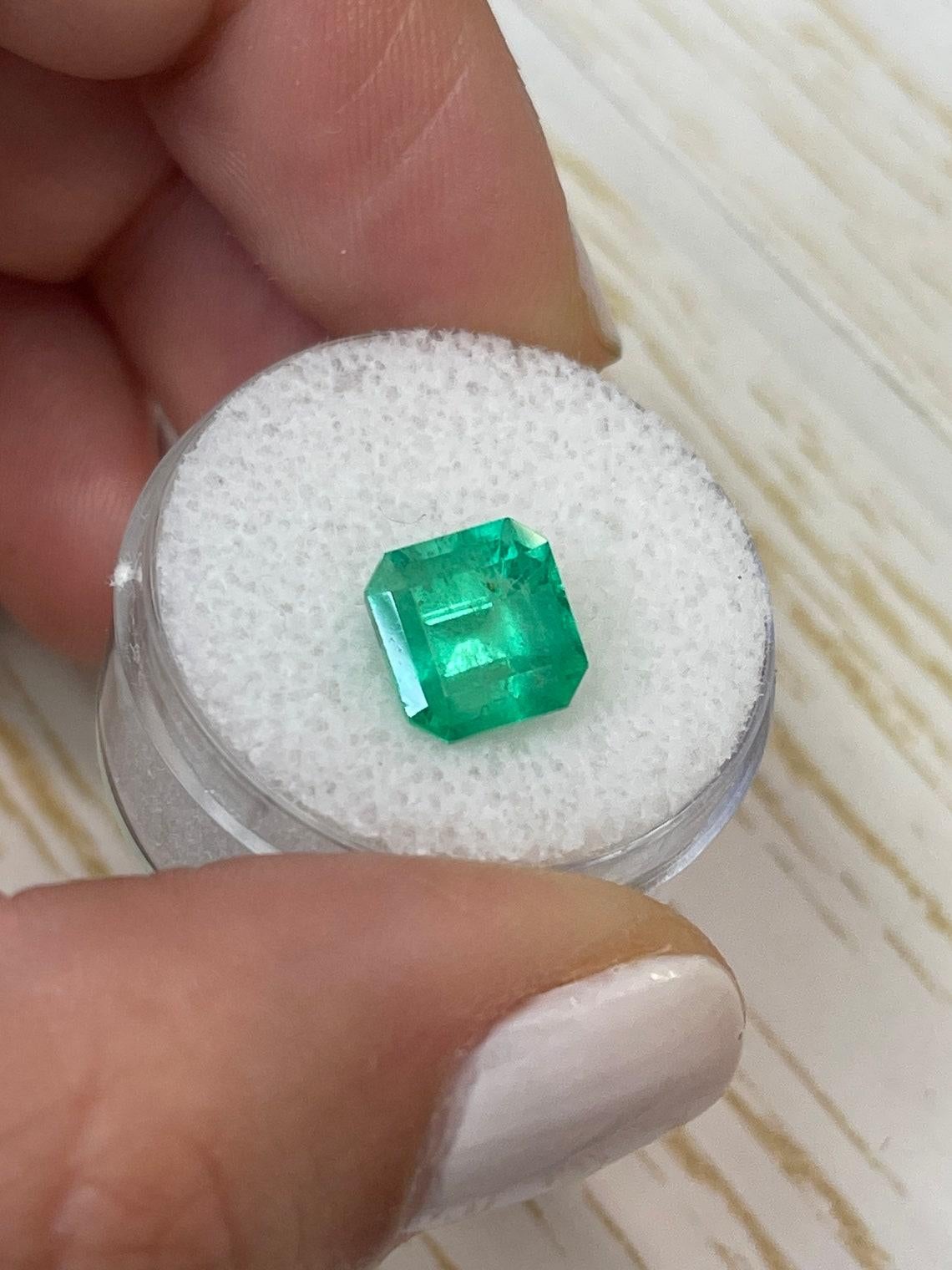 Modern 3.28ct Spring Green Asscher Cut Muzo Emerald 8.6x8.2 Genuine May Birthstone For Sale